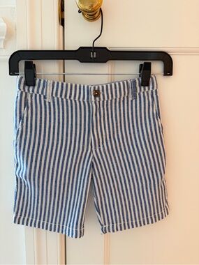 Mini Boden Navy and White Vertical Stripe Shorts - Size 8